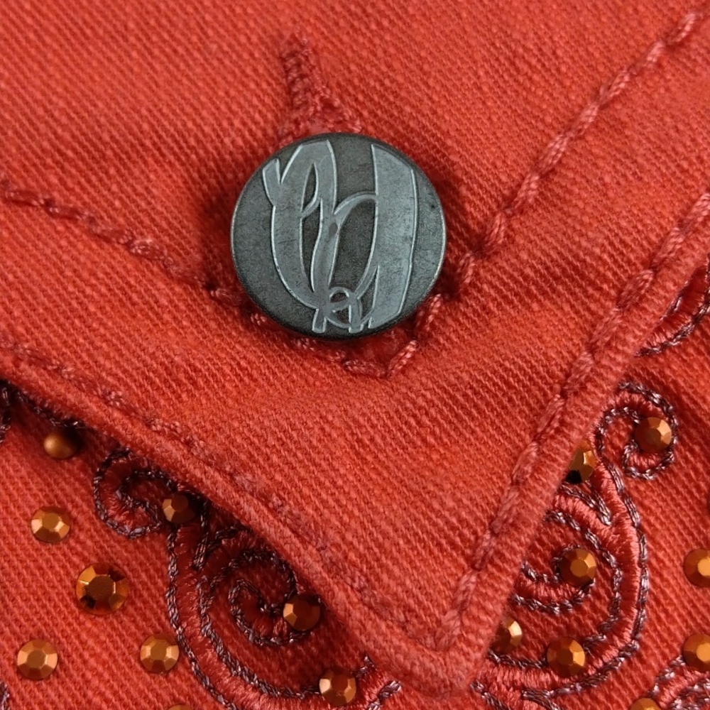 Nine West Missy Capris 8/29 Orange/Coral 2 Back Pocket Sparkle Embellishments - Picture 5 of 16